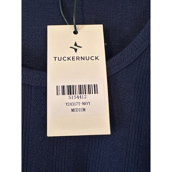 Tuckernuck Navy Ribbed Scoop Neck Short Sleeve Tee Shirt Medium NWT Preppy - Picture 3 of 6